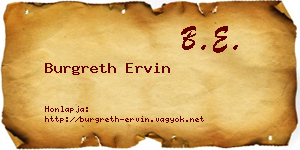 Burgreth Ervin névjegykártya